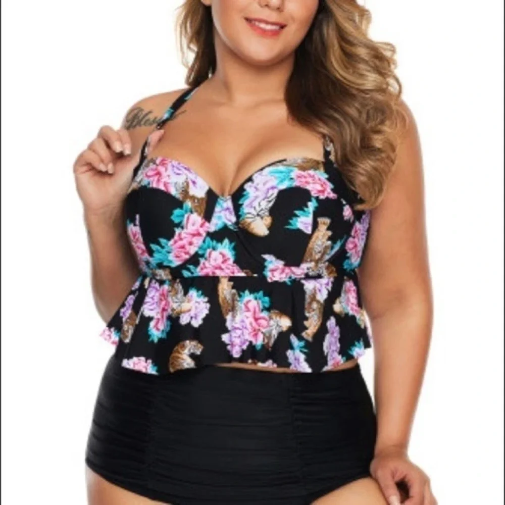High Waisted Plus Size Bikini 2 piece Set